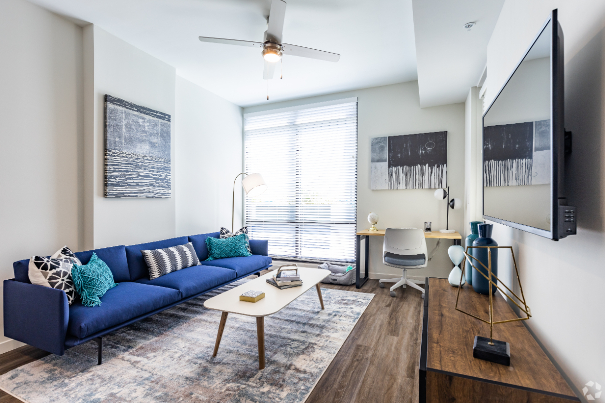 Radius Apartments bedroom and living area - Orlando, FL