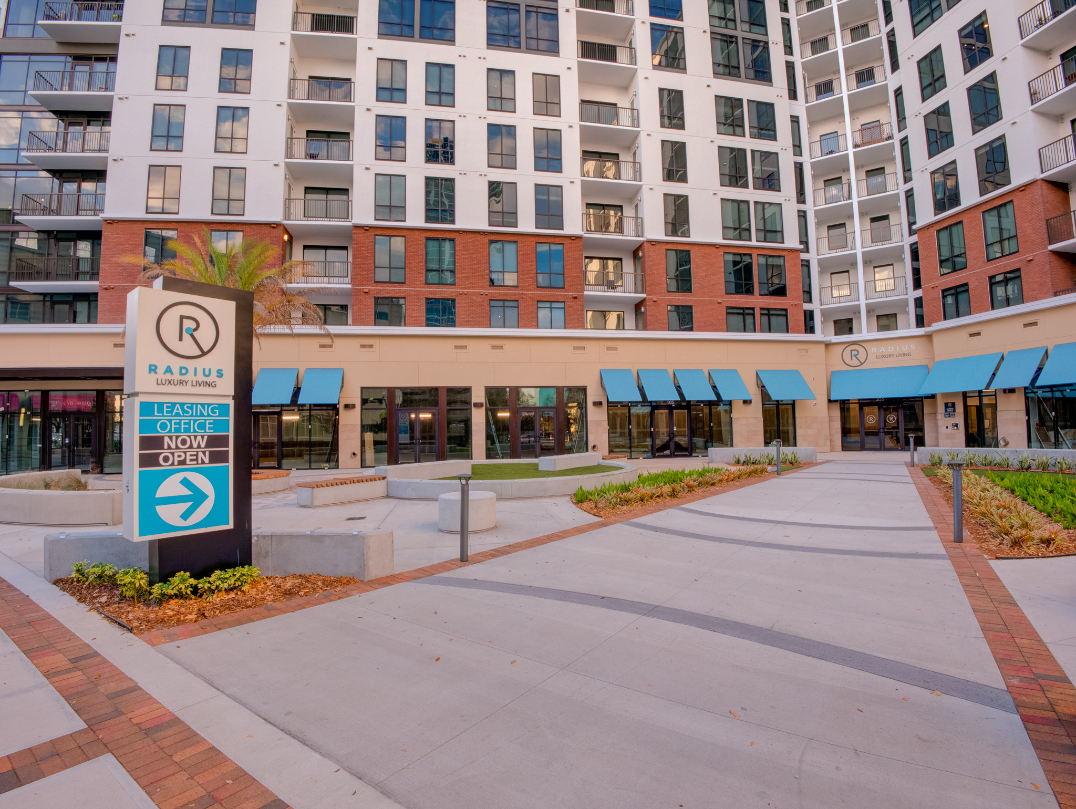 Radius Apartments entry monument sign - Orlando, FL